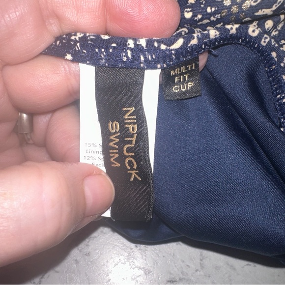 Niptuck Blue & Gold One Piece Ruched Size 8 Swim Suit - Picture 9 of 11
